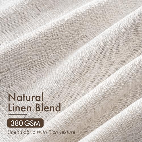 4-Piece Linen Curtains Set - Natural Pinch Pleated 96 Inch Long Window Drapes