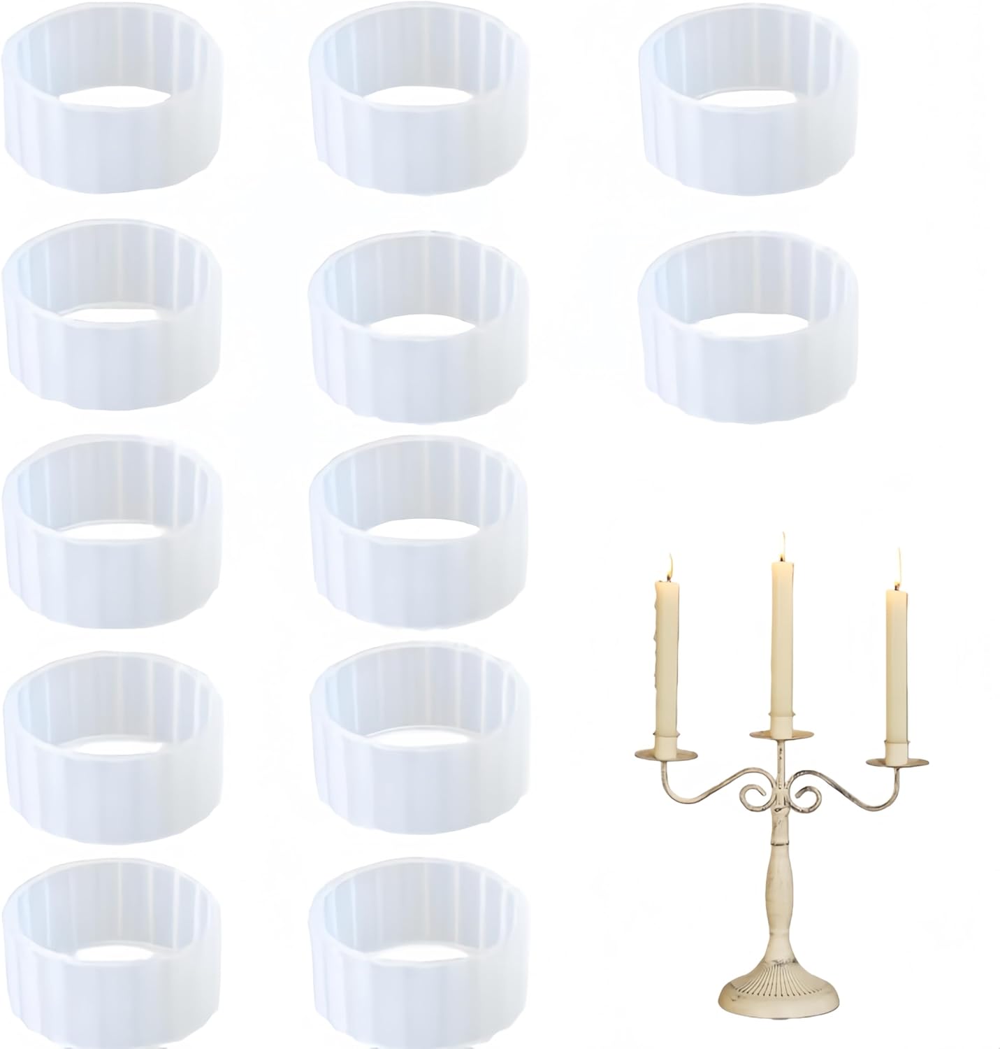 Skiennix 12 Pcs Rubber Candle Huggers - Securely Hold Taper Candles in Place | Durable Candle Grips
