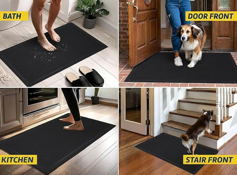 Heavy-Duty Meshy Mat Door Mat with Quick-Dry Technology - Black 17x30