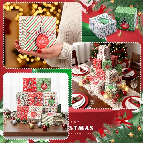 Glenmal 100 Christmas Bakery Cookie Cupcake Gift Boxes with Windows & Labels