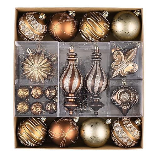Valery Madelyn Bronze Gold 60ct Christmas Tree Ornaments Set