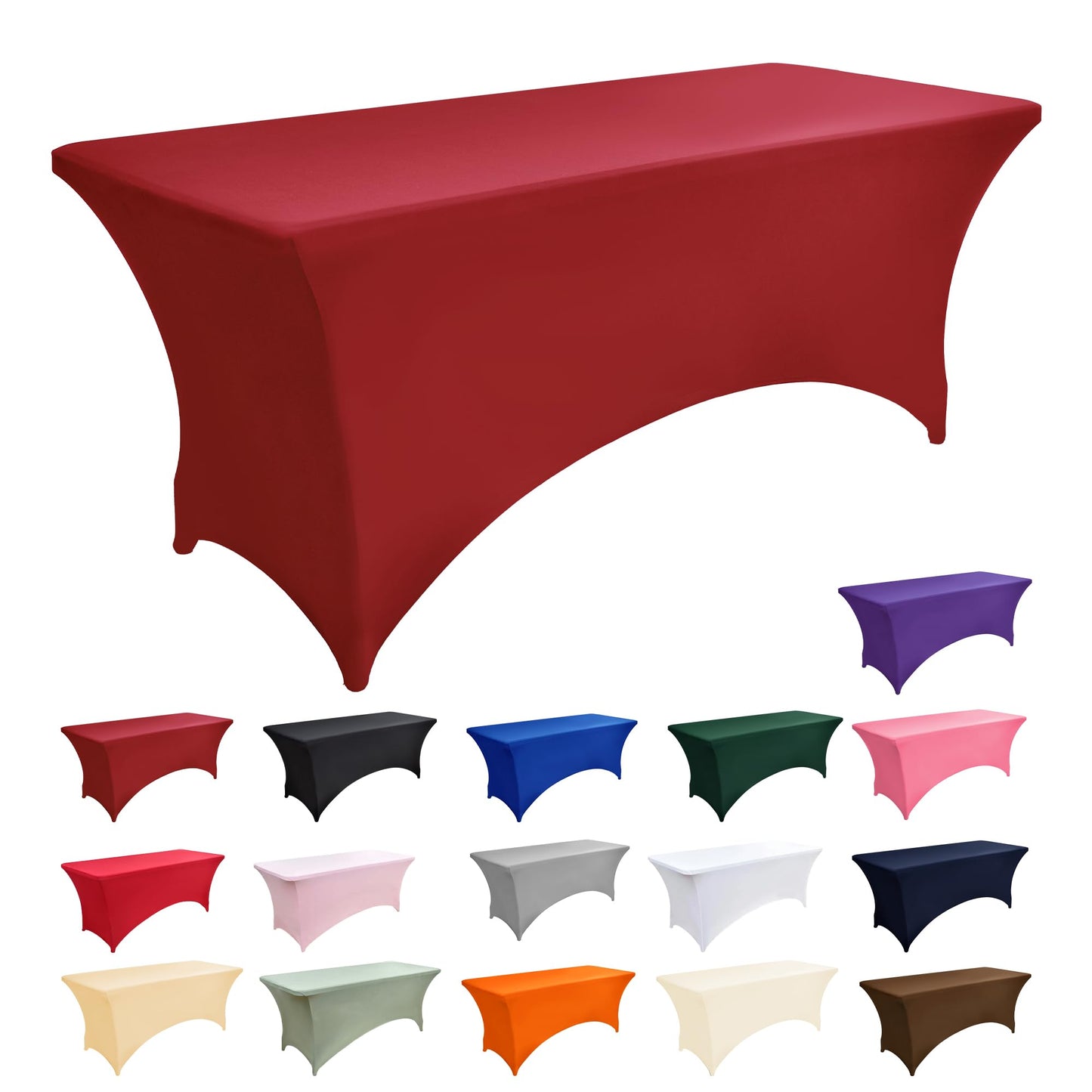 ZarzaaSik 2-Pack 4ft Spandex Table Covers for Rectangular Folding Tables - Wrinkle Resistant Stretch Tight Table Cloths - Ultimate Fitted Table Protector for Parties, Banquet, and Wedding