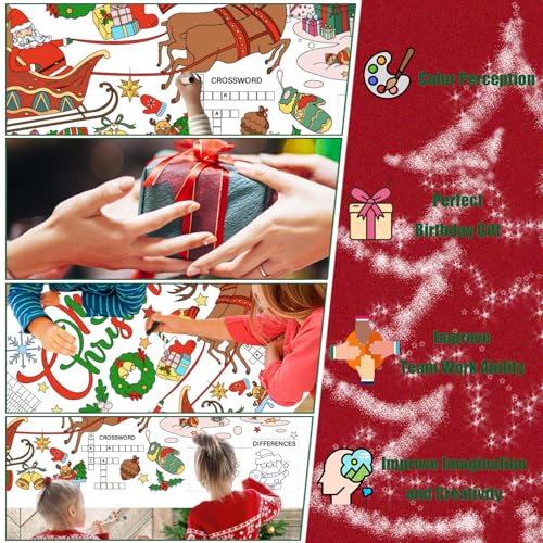 Giant Christmas Coloring Poster for Kids - Holiday Tablecloth & Party Activity