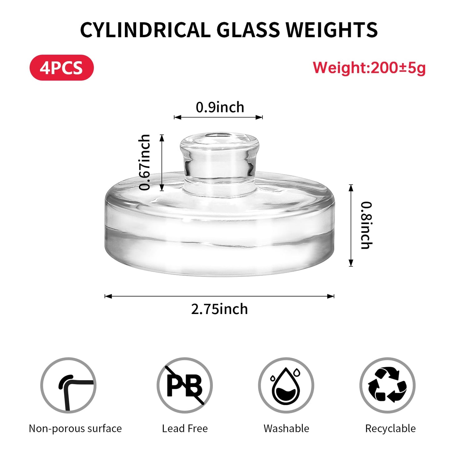 4Pcs Fermentation Glass Weights with Easy Grip Handles, Clear Canning Weights and Pickling Glass Weight for Wide Mouth Mason Jars, Fermenting Kit, Kimchi, Sauerkraut (4)