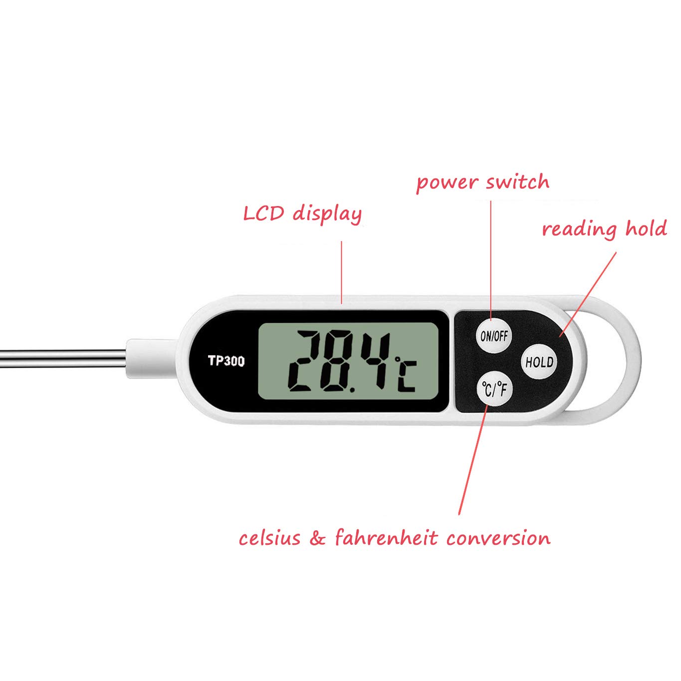 Skiennix Digital Meat Thermometer - Instant Read Probe for Cooking, BBQ & Baking | Long Probe for Accurate Temperature