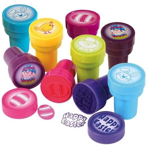 ArtCreativity Easter Stamps for Kids, 6 Pieces Assorted Pre-Inked Stampers, Easter Party Supplies and Favors, Goodie Bag Fillers, Easter Basket Essentials Rubber Stamp, Cute Surprise Toys