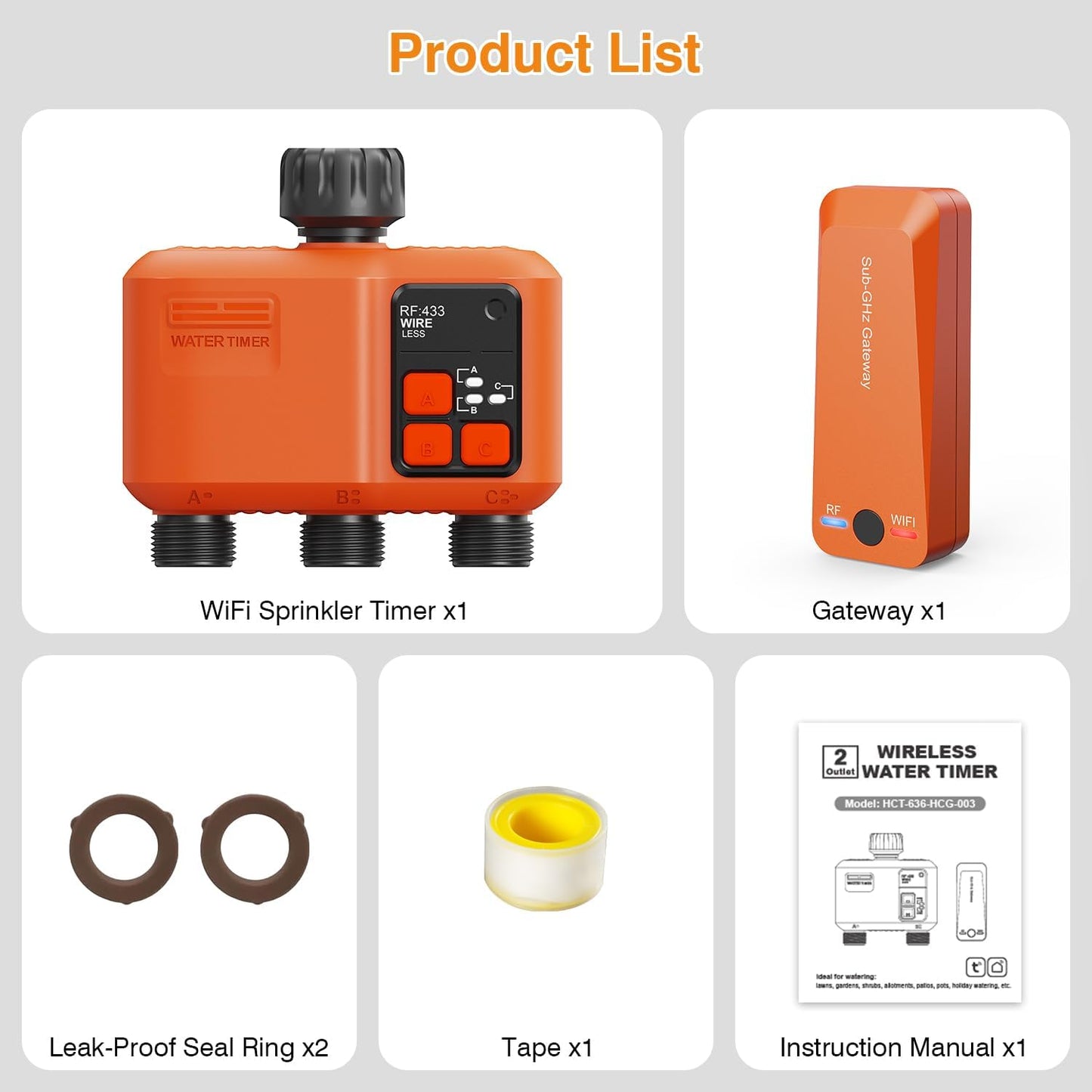 Smart WiFi Sprinkler Timer - 3 Zone Garden Hose Water Timer with 984 FT Range & APP Control | Alexa & Google Compatible