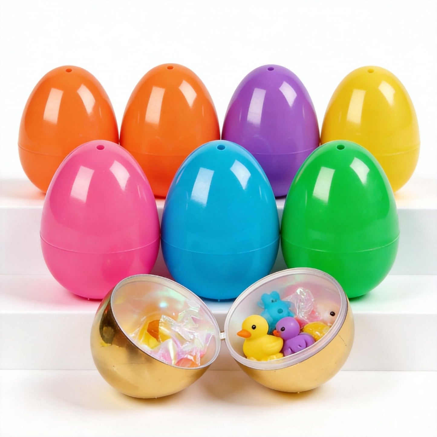 MGparty 36 Pcs 3.5" Large Fillable Easter Eggs with 6 Golden Eggs, Plastic Easter Eggs Empty Bulk for Egg Hunt, Easter Basket Stuffers, Party Favors and Decorations