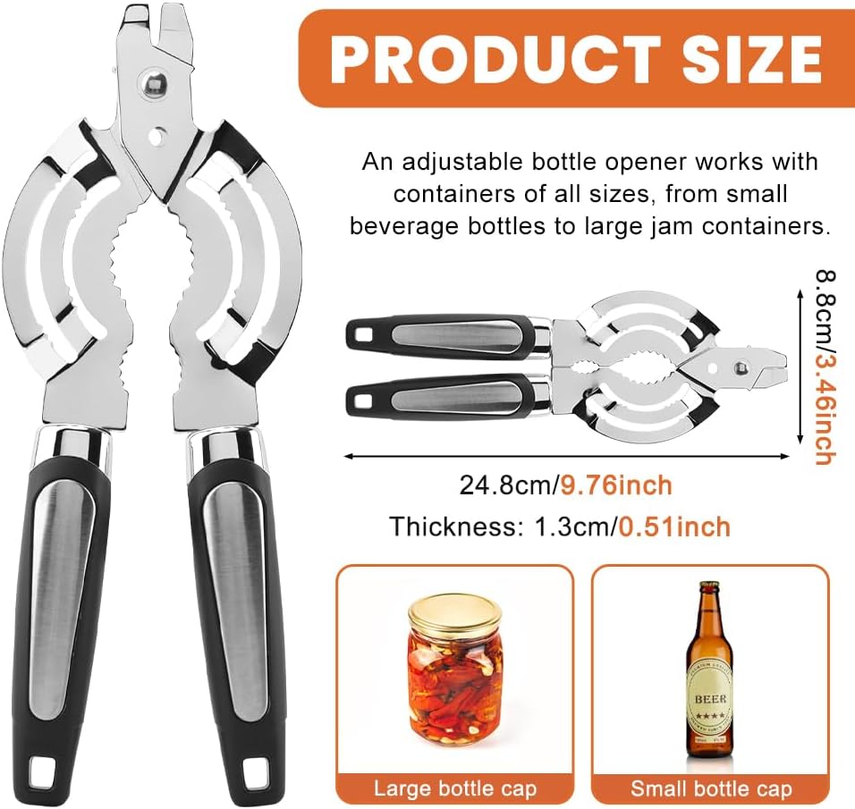 Skiennix Stainless Steel Jar Opener - Adjustable Tool for Weak & Arthritic Hands | Kitchen Essential