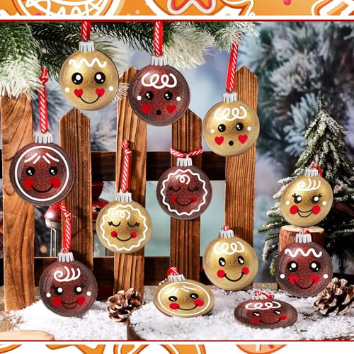 Wonderjune 36 Pcs Christmas Gingerbread Wooden Ornaments for Tree Decorations