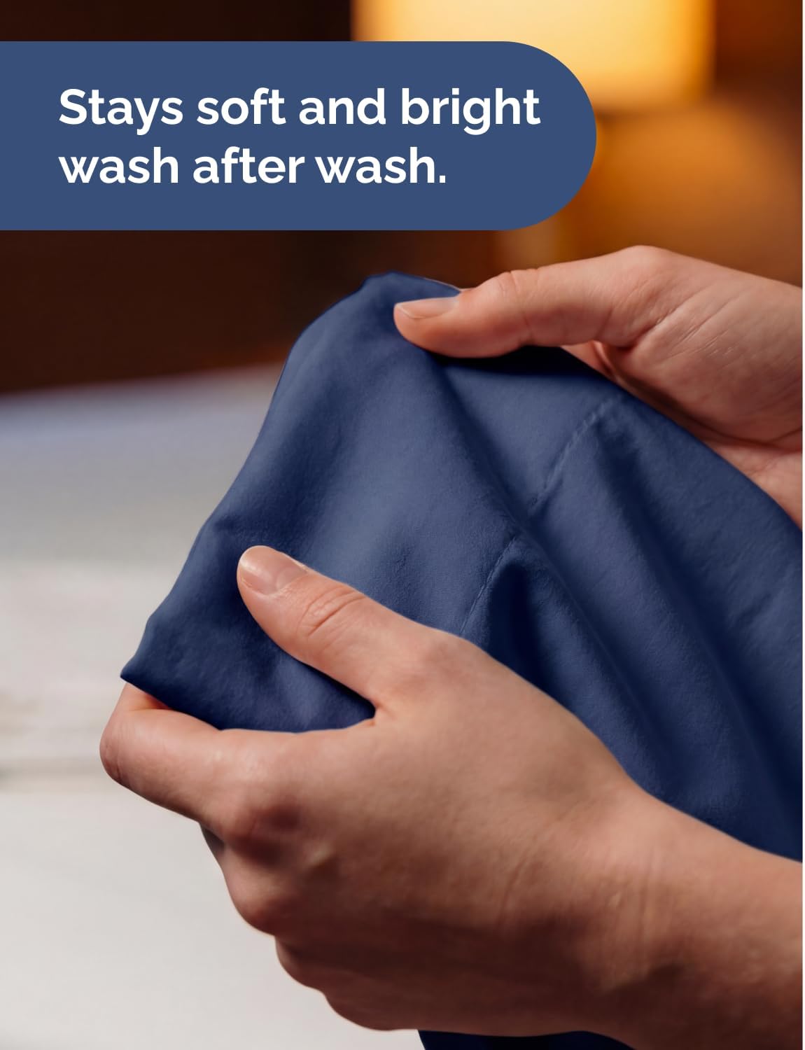 Lightweight Bed Sheet Set by [Brand Name] - Cooling Full Size Bedding for Hot Sleepers - Soft, Breathable with Deep Pockets - Navy Blue