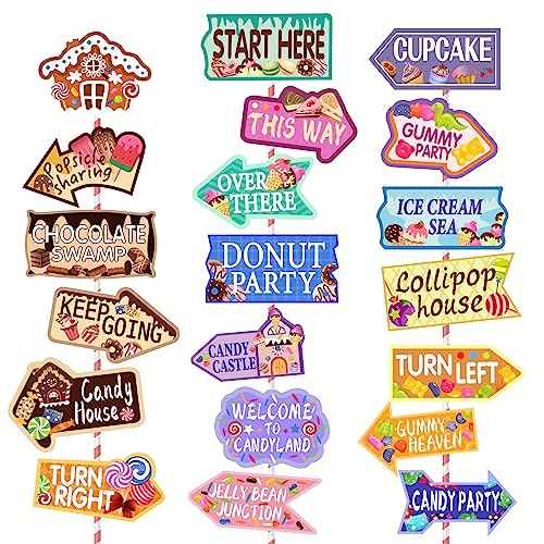20 PCS Candyland Party Decorations, Candy Land Party Sign Welcome Candyland Candy House Donut Party for Sweet Candy Theme Party Supplies