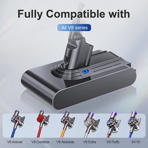 Dyson V8 Battery Replacement - 21.6V 8000mAh Compatible with V8 Animal & Absolute | Includes Filters & Brush