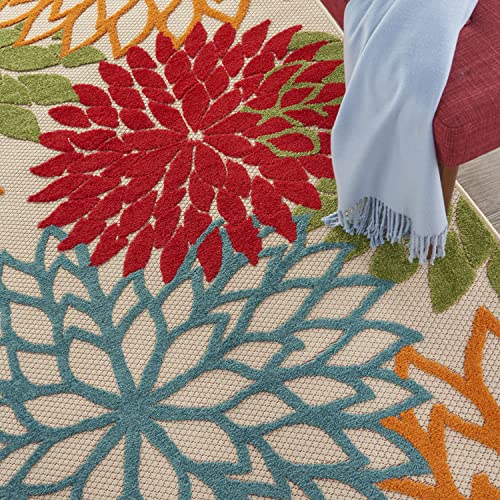 Nourison Aloha Indoor/Outdoor Green 5'3" x 7'5" Tropical Botanical Rug