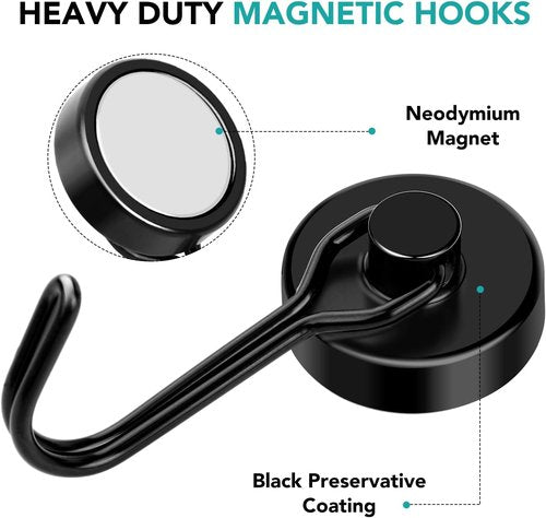 DIYMAG Magnetic Hooks - 80LBS Heavy Duty Strong Magnetics for Home & Office | 8-Pack