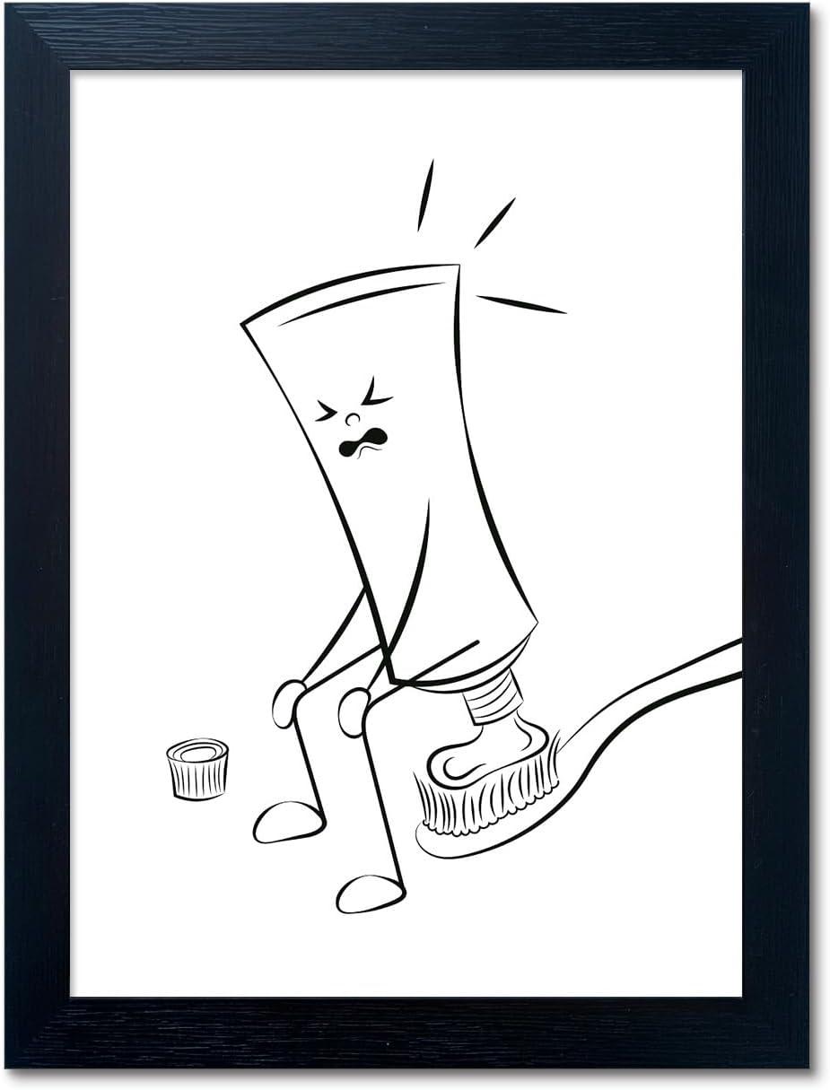Regine Switzerland Black and White Bathroom Wall Art - Funny Toilet Decor Canvas Print | Minimalist Humor Design