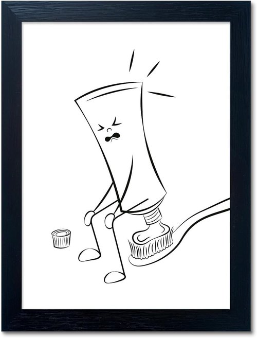 Framed Funny Bathroom Wall Art - Black & White Toilet Decor | Minimalist Humor Canvas Print