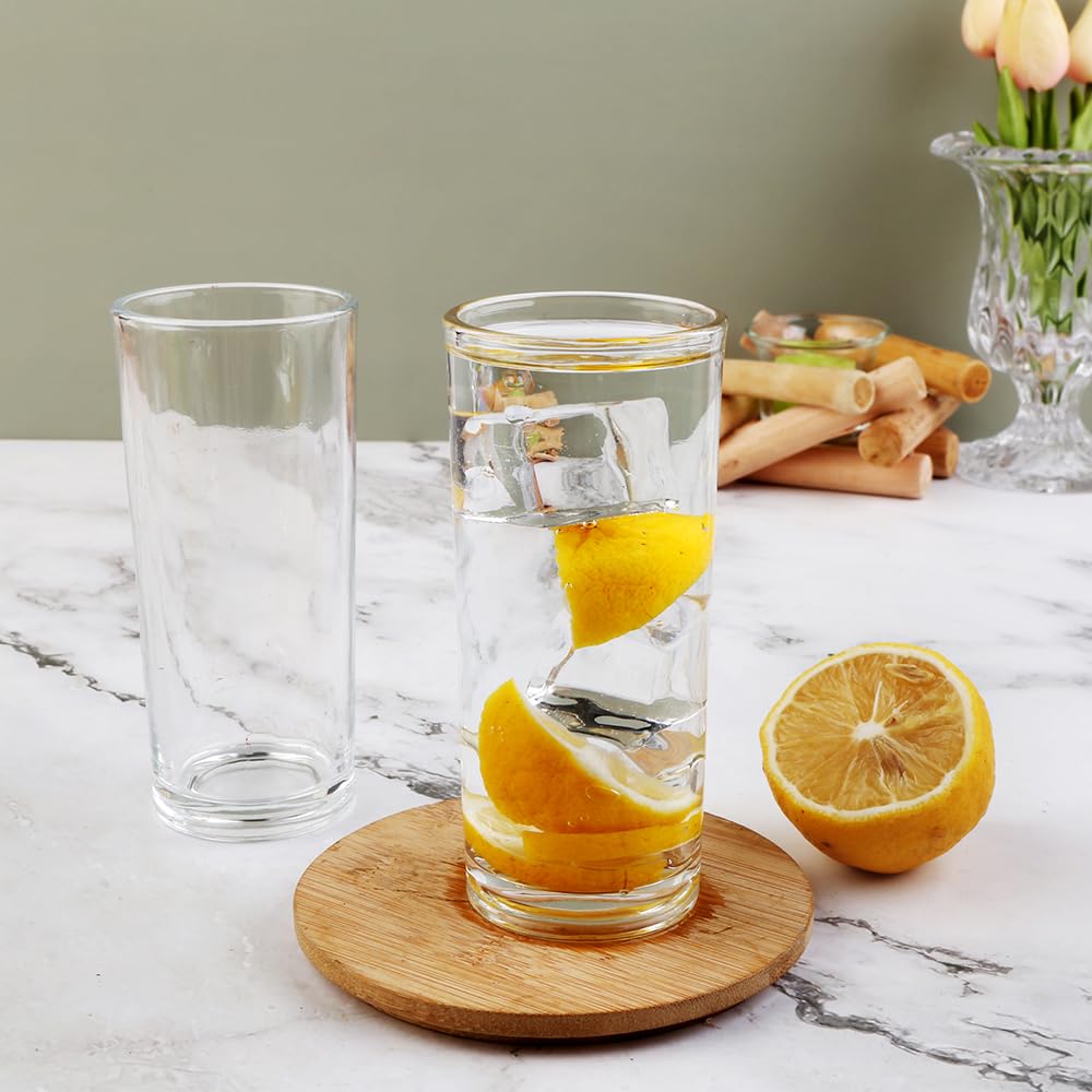 BTGLLAS Highball Glasses Set of 6-8oz Tall Water Glasses for Mojito, Whiskey, Cocktails - Clear Drinking Glassware for Kitchen - Tall Drinking Glasses Set for Mixed Drinks (Glass, 6PCS8OZ)