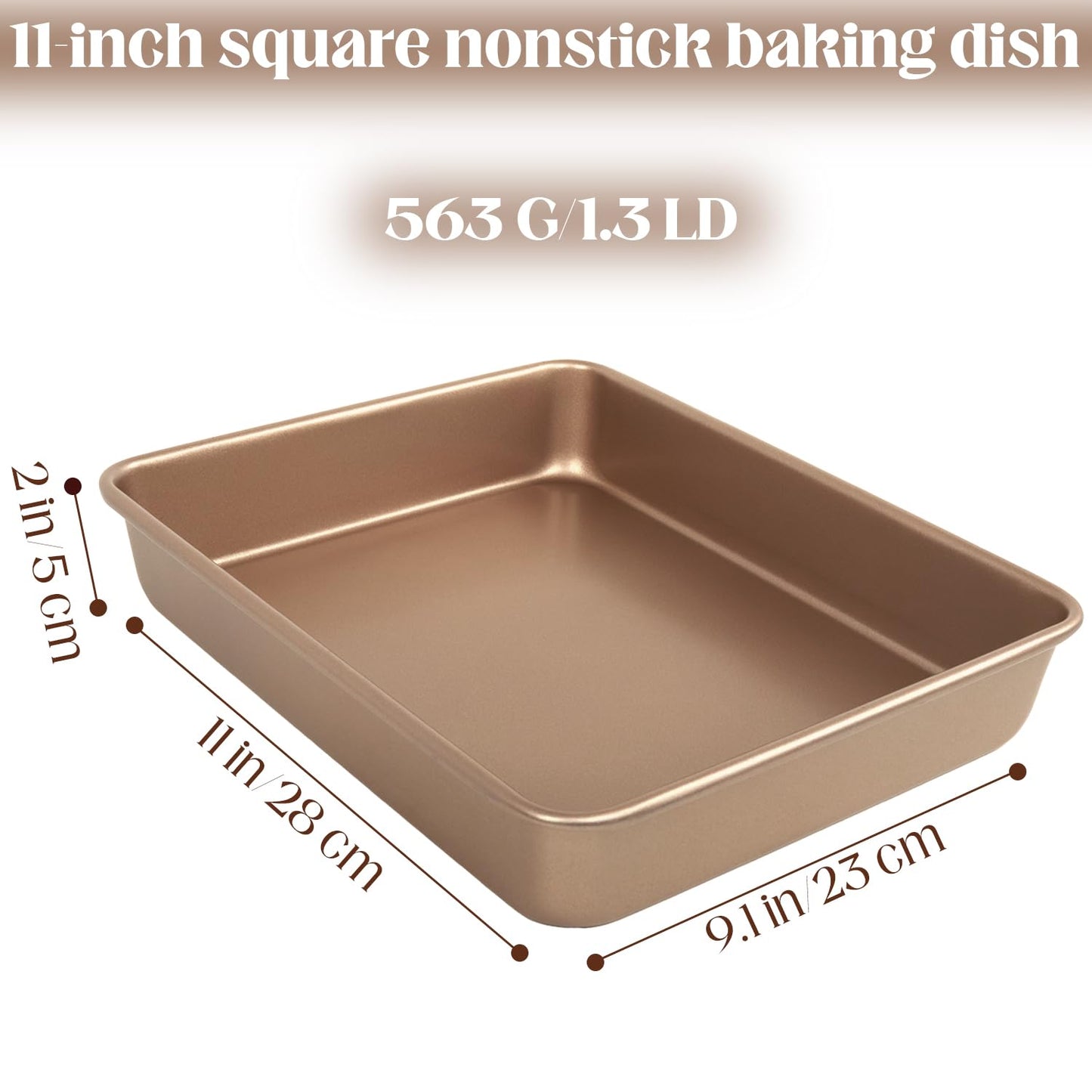 Set of 6 Nonstick Baking Pans, 11-Inch Rectangle Cake Sheets, Bread Loaf & Turkey Roasting Trays, Carbon Steel Bakeware, Pink Oven Baking Trays for Bread & Cake (Gold)