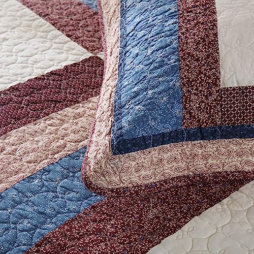 VISIMISI Star Pattern Reversible Cotton Quilt Set King Size Boy Bedroom All Season