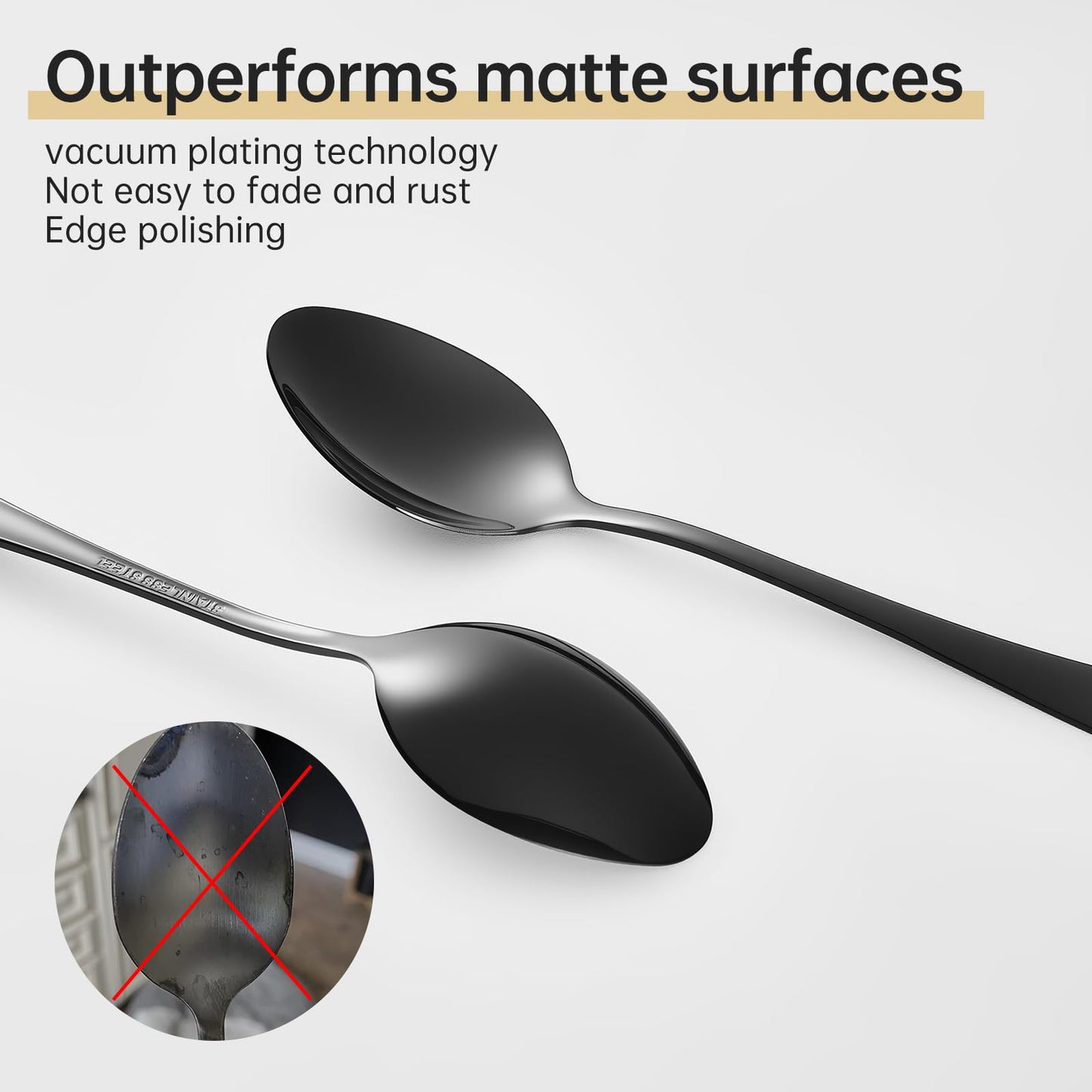 Spoons and forks set black silverware 36pcs black forks and spoons set Durable Dishwasher Safe Food-Grade stainless steel utensil set