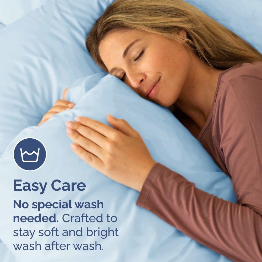 Queen Pillow Cases by [Brand Name] - Ultra Soft Hotel Quality Covers | Wrinkle-Free, Stain-Resistant - Sky Blue - Set of 2
