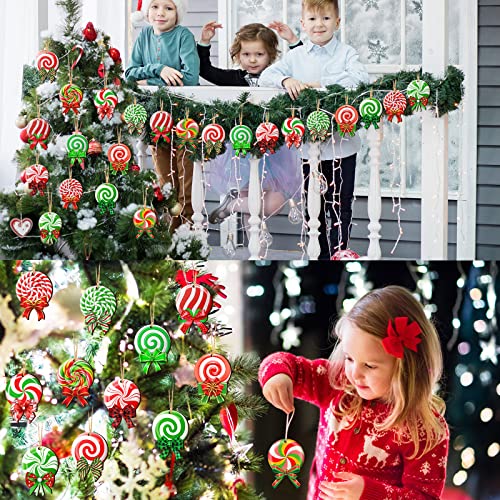 Yulejo 36 Pcs Christmas Candy Ornaments Peppermint Red & Green Classic