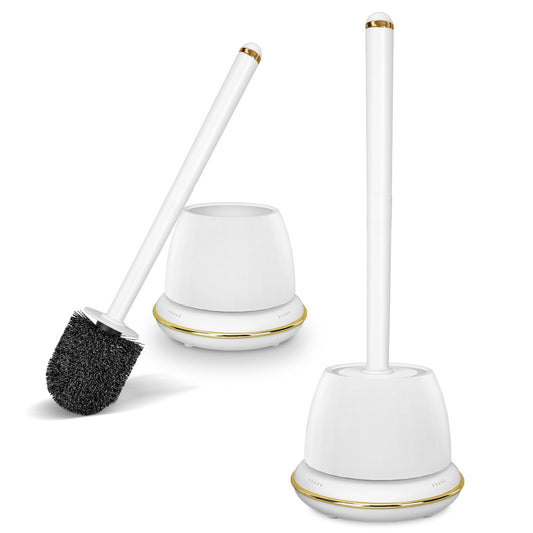NairSnow Gold Toilet Brush and Holder Set 2 Pack,Toilet Bowl Brush with Long Handle, Easy to Assemble of Compact Toilet Scrubber, Gold Toilet Brush Set with Have Vent, Gold Bathroom Accessories. 2U