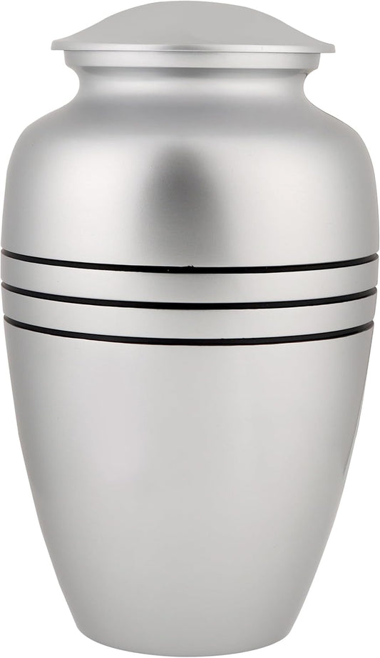 Handcrafted Funeral Memorial Cremation Urn in Elegant Pewter Affordable Urn for Human Ashes - Cremation Urn Human 6 x 10 Inches - Pewter/Silver