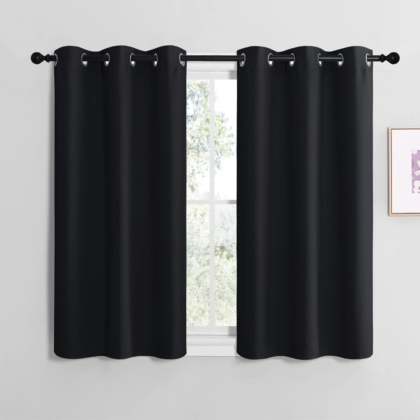 NICETOWN Blackout Curtain Panels - Thermal Insulated Grommet Top Drapes, Black, 2 Panels, W34 x L36-Inch