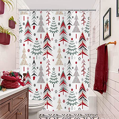 GCIREC Christmas Tree Shower Curtain with 12 Hooks - 72x72 Inches Xmas Holiday Waterproof Fabric