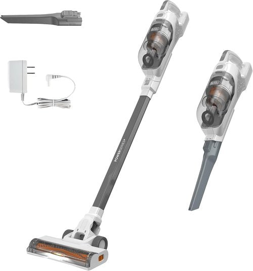 BLACK+DECKER 20V MAX Cordless Stick Vacuum Cleaner - Lightweight, Bagless, LED Lights, Gray, 44-Min Run Time