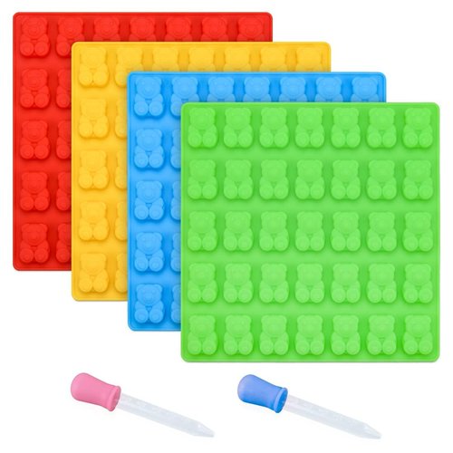 CAKETIME Gummy Bear Molds Candy Molds - 1 Inch Gummy Molds Bear Large Chocolate Molds Silicone 4 Pack LFGB Pinch Test Approved Best Food Grade Silicone