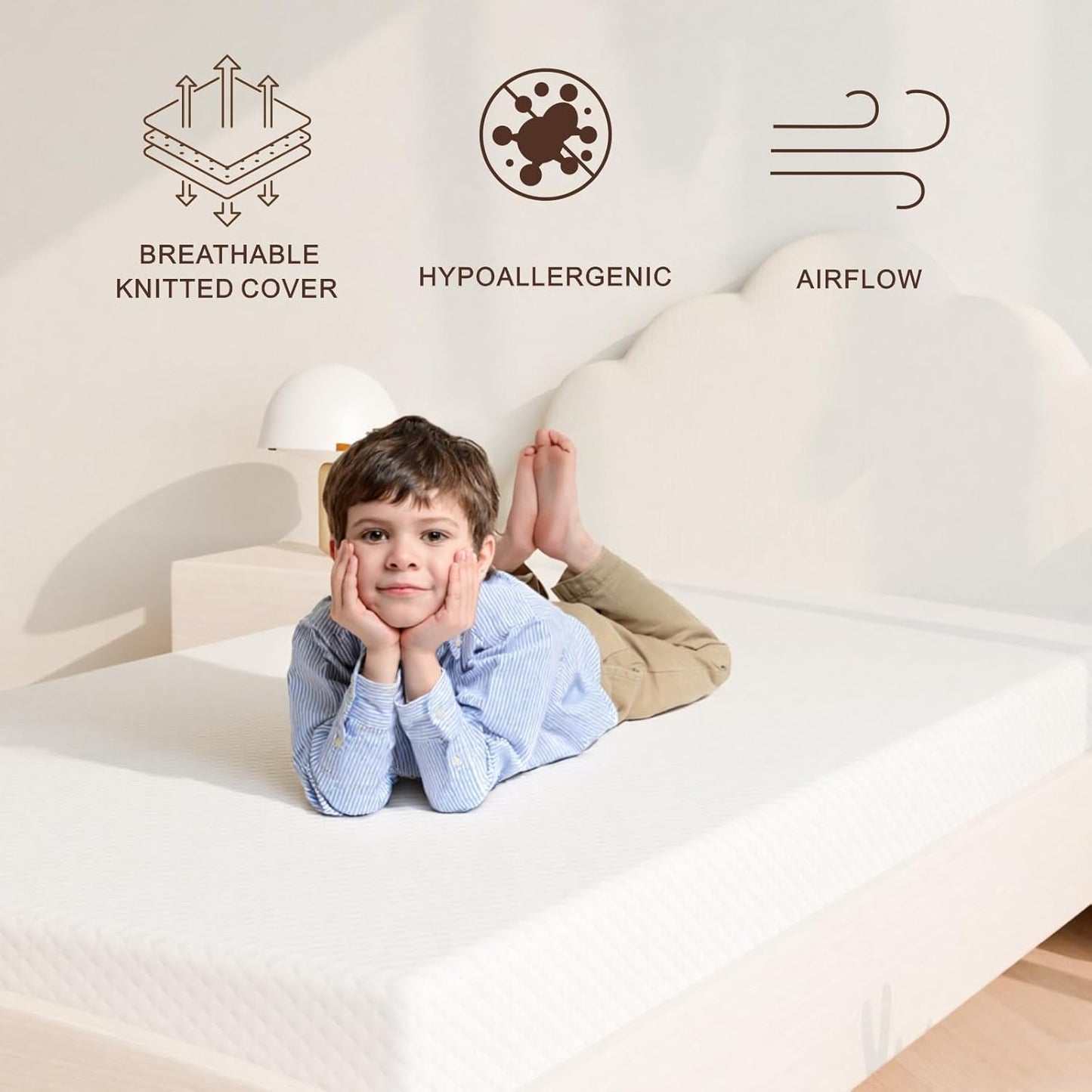 Skiennix Twin Mattress - 5-Inch Medium Firm Cooling Gel Memory Foam - Safe & Fiberglass-Free for Kids