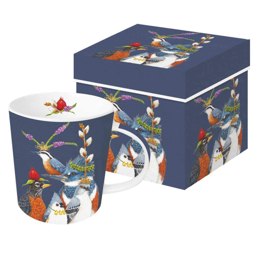 Paperproducts Design Vicki Sawyer Gift-Boxed Mug - Decorative Bone China Mugs for Coffee, Tea and Cocoa - Dishwasher Safe, Microwave Safe - 13.5 Ounces, Party Friends Design