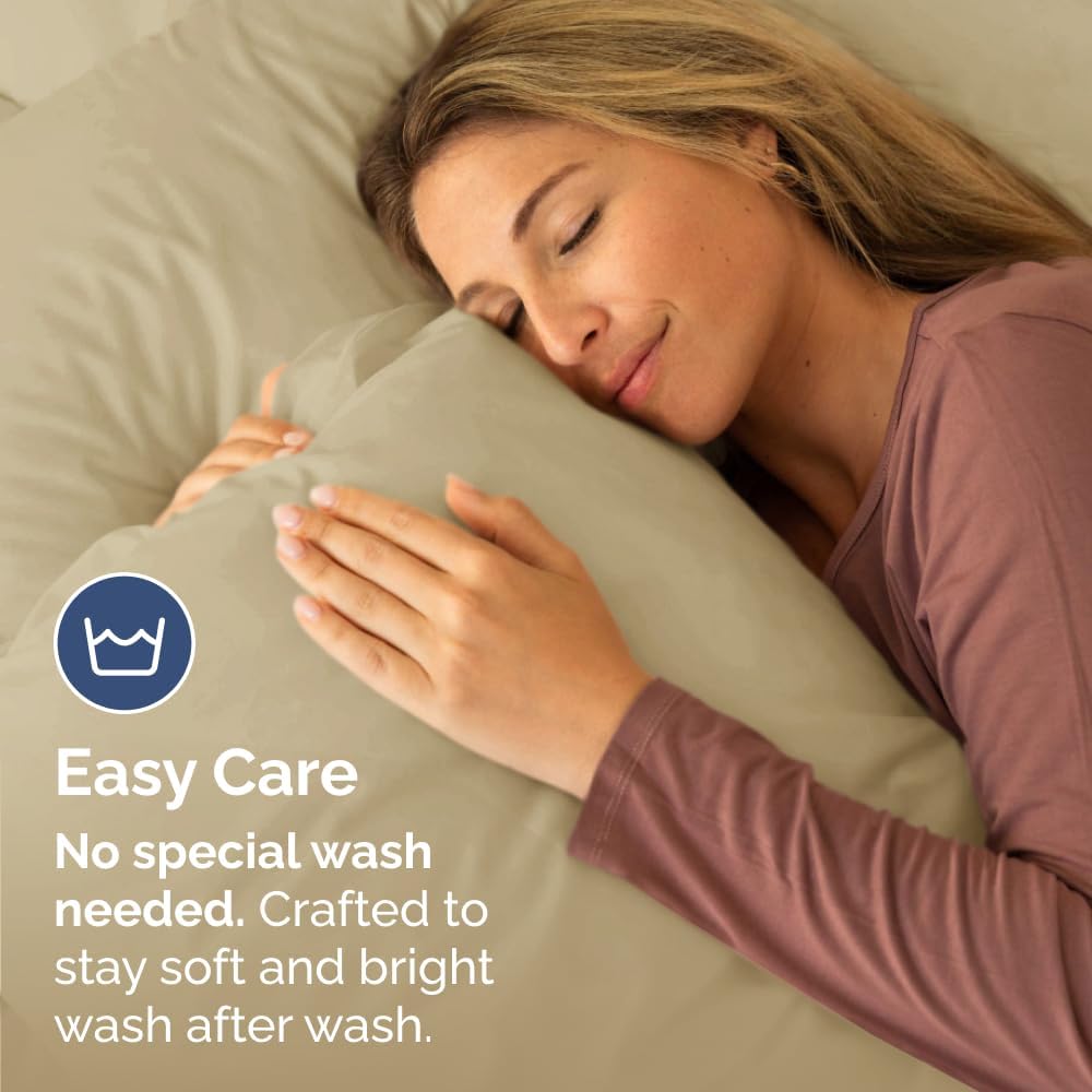 Standard Pillow Cases Set of 2 | Ultra-Soft Hotel Quality Covers - Comfy, Wrinkle-Free & Stain Resistant - Beige
