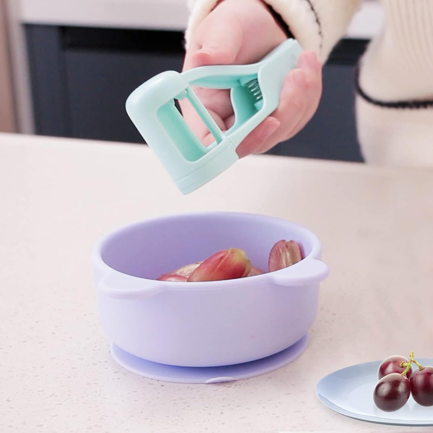 Luvan Grape Cutter - Stainless Steel Slicer for Toddlers | Cuts Grapes, Tomatoes & Strawberries into 4 Pieces