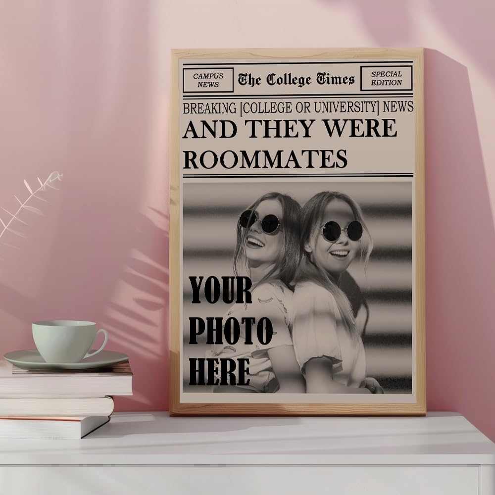 Skiennix Personalized Dorm Posters - Trendy Black and White Wall Art for College Girls | Roommates Decor