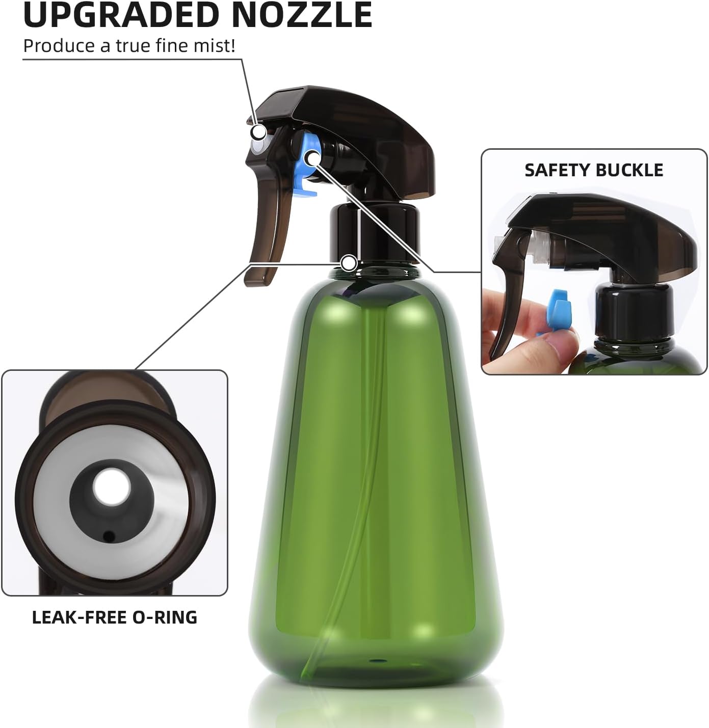 Skiennix Spray Bottle for Plants - 16oz Ultra Fine Mist | Leak Proof Misting Water Sprayer for Indoor Gardening & Hair Care