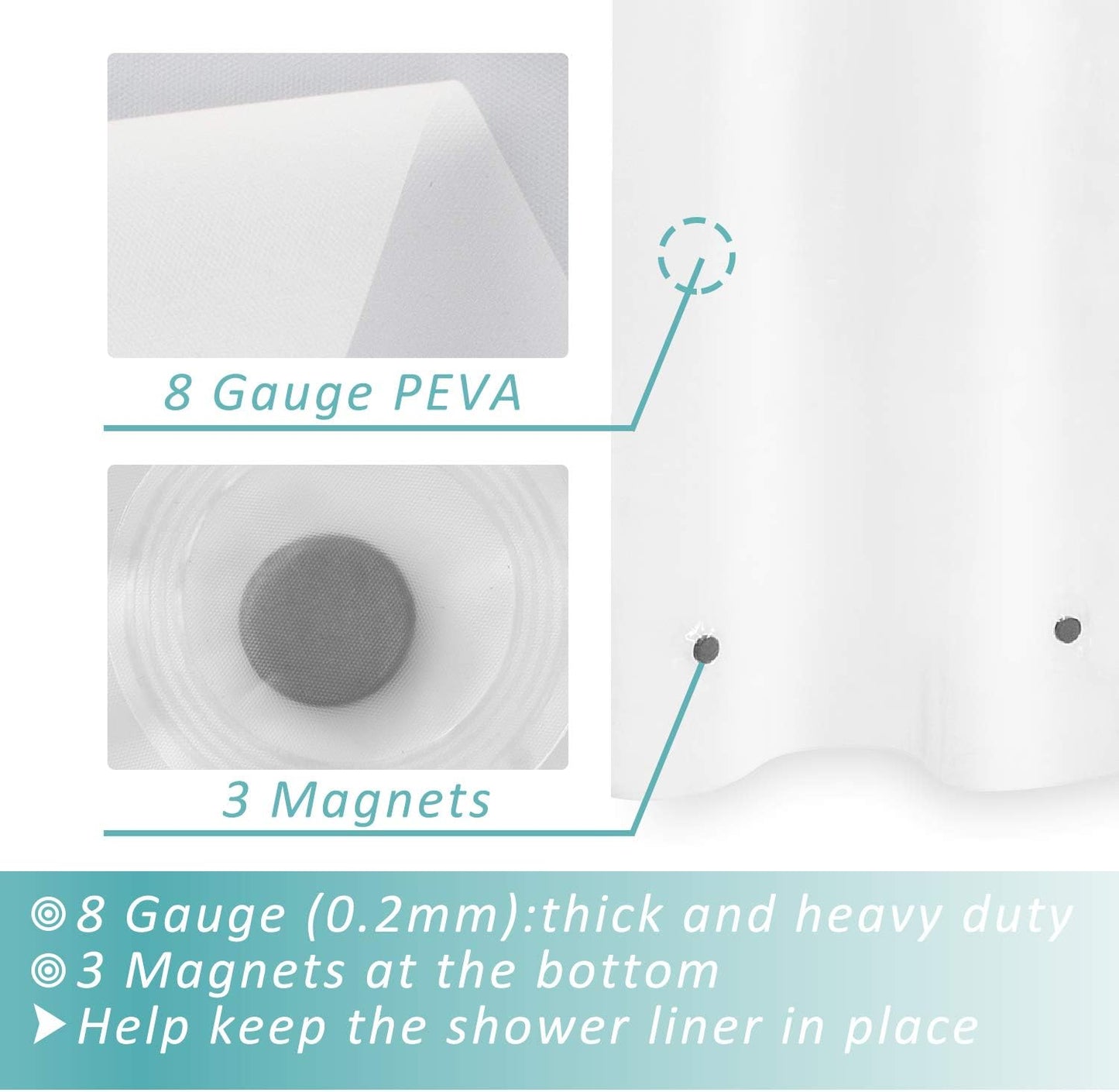 Mrs. Awesome Shower Curtain Liner - Heavy Duty Waterproof PEVA with 3 Magnets | 54 x 72 Inch, Frosted