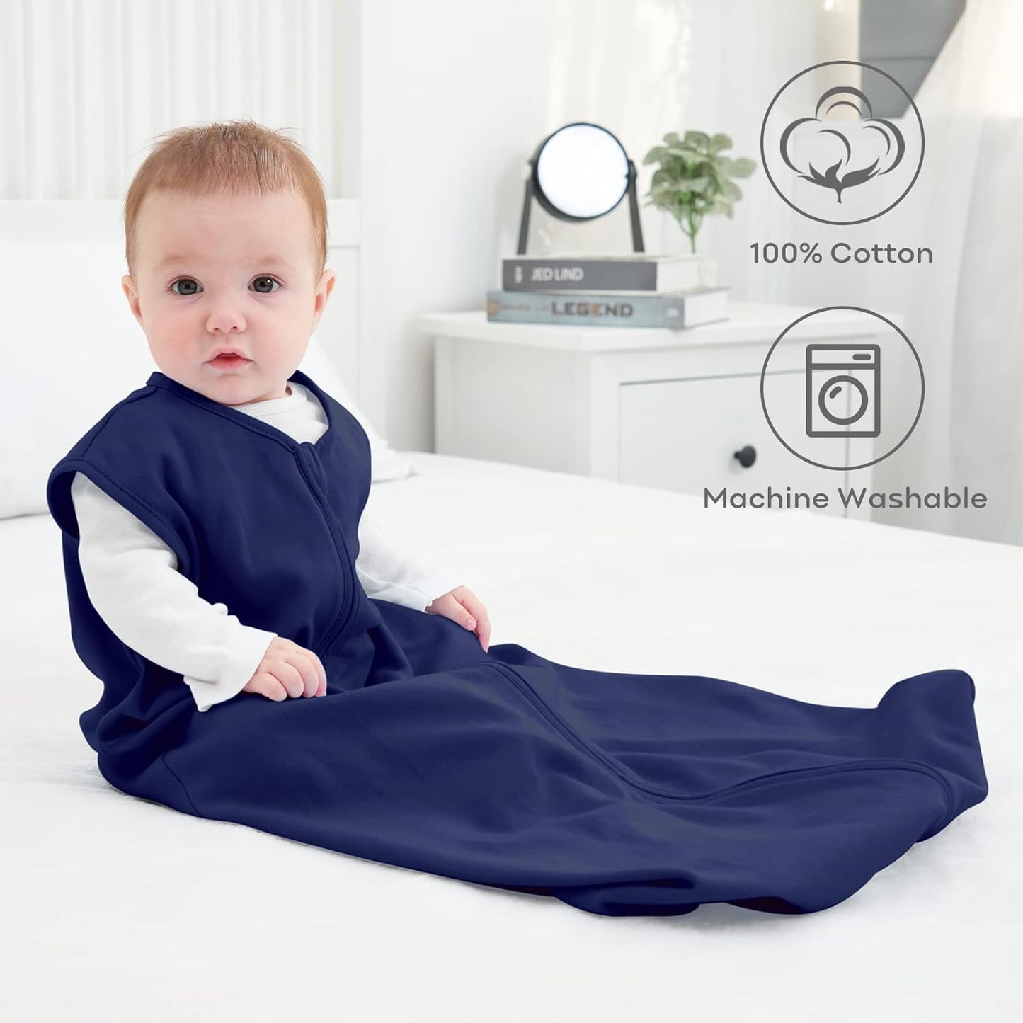 Yoofoss Baby Sleep Sack | 100% Organic Cotton Wearable Blanket for 12-18 Months | 2-Way Zipper, 3 Pack