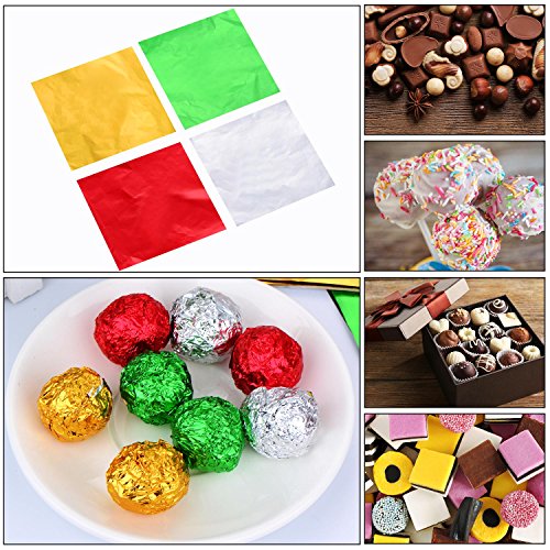 Hicarer Christmas Candy Wrappers 4x4 Inch Aluminum Foil Pack of 400