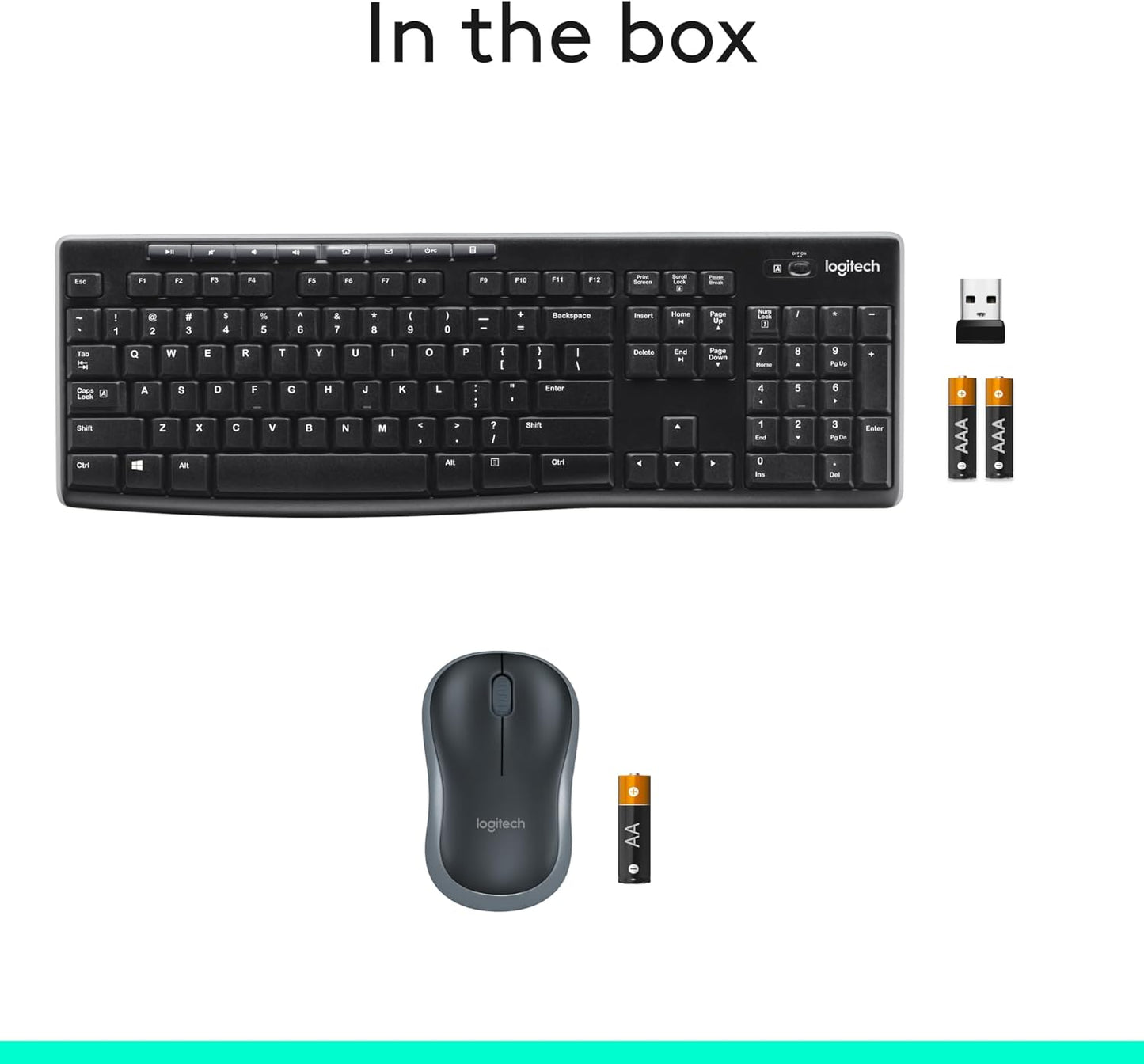 Logitech MK270 Wireless Keyboard & Mouse Combo - Compact Design, 2.4 GHz, 8 Multimedia Keys, Black