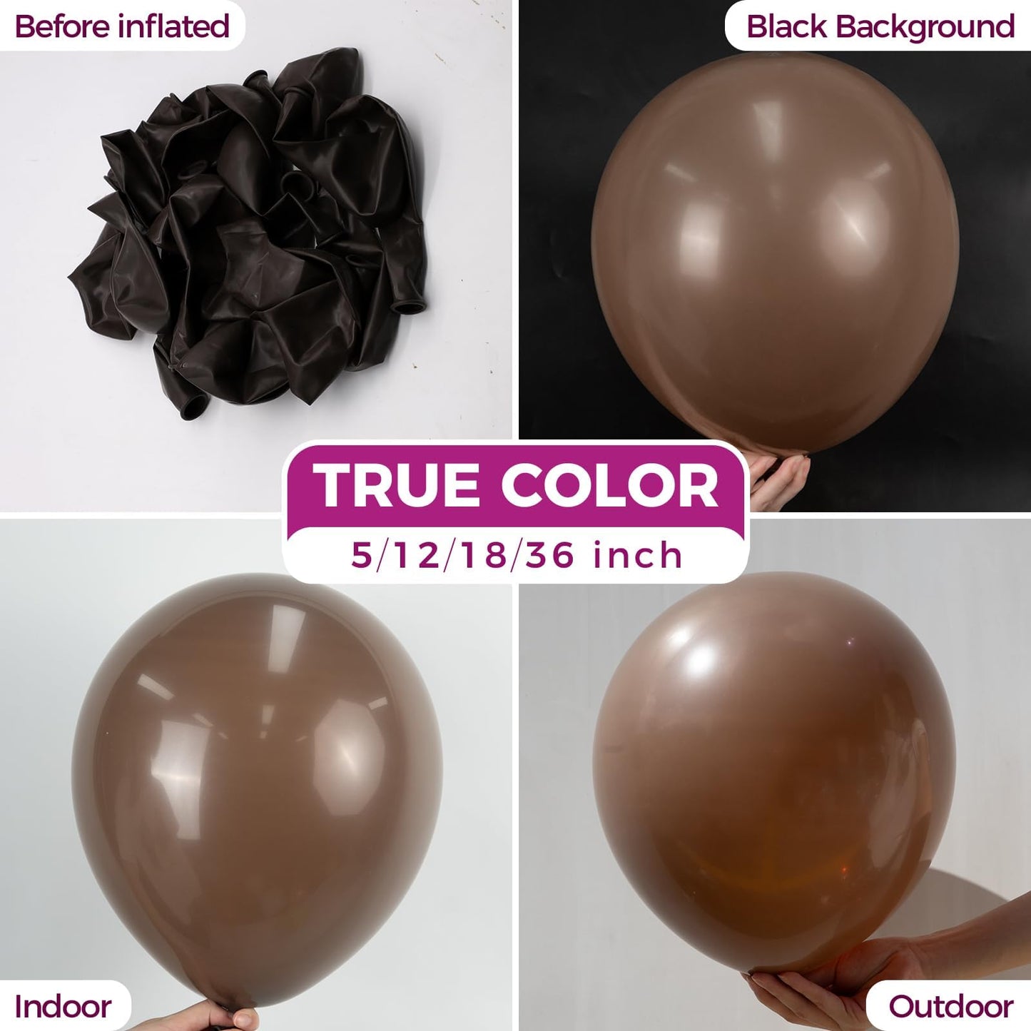 Bezente Brown Balloons 18 Inch - 30 Pack Large Thick Brown Balloons Big Round Dark Brown Latex Balloons for Thanksgiving Birthday Bridal Shower Graduation Anniversary Party Decorations