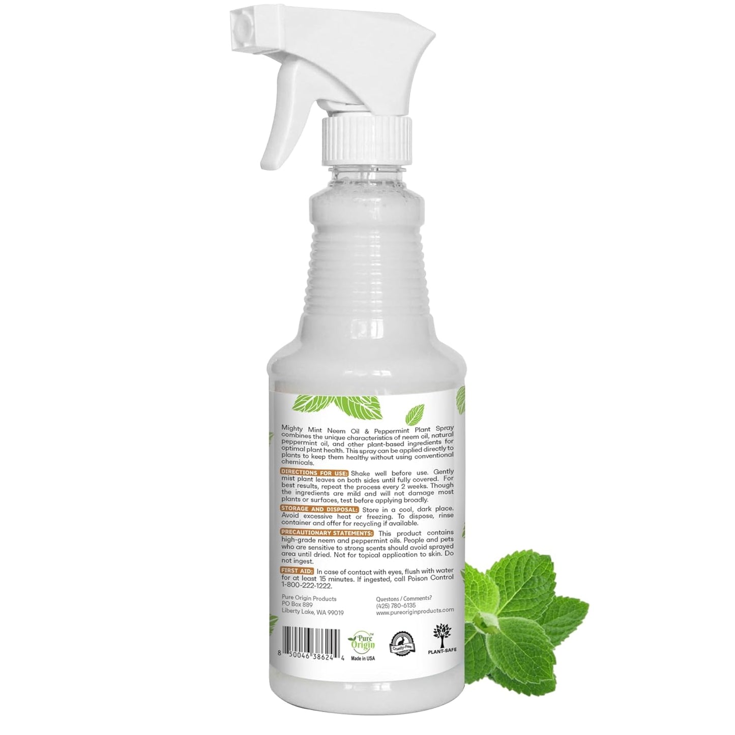 Mighty Mint Neem Oil & Peppermint Plant Nutrient Spray - Natural Leaf Shine for Healthy Plants | 16 oz