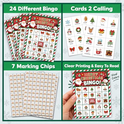 Christmas Party Bingo Card Game - Holiday Family & Group Activity - Variation: Christmas-1