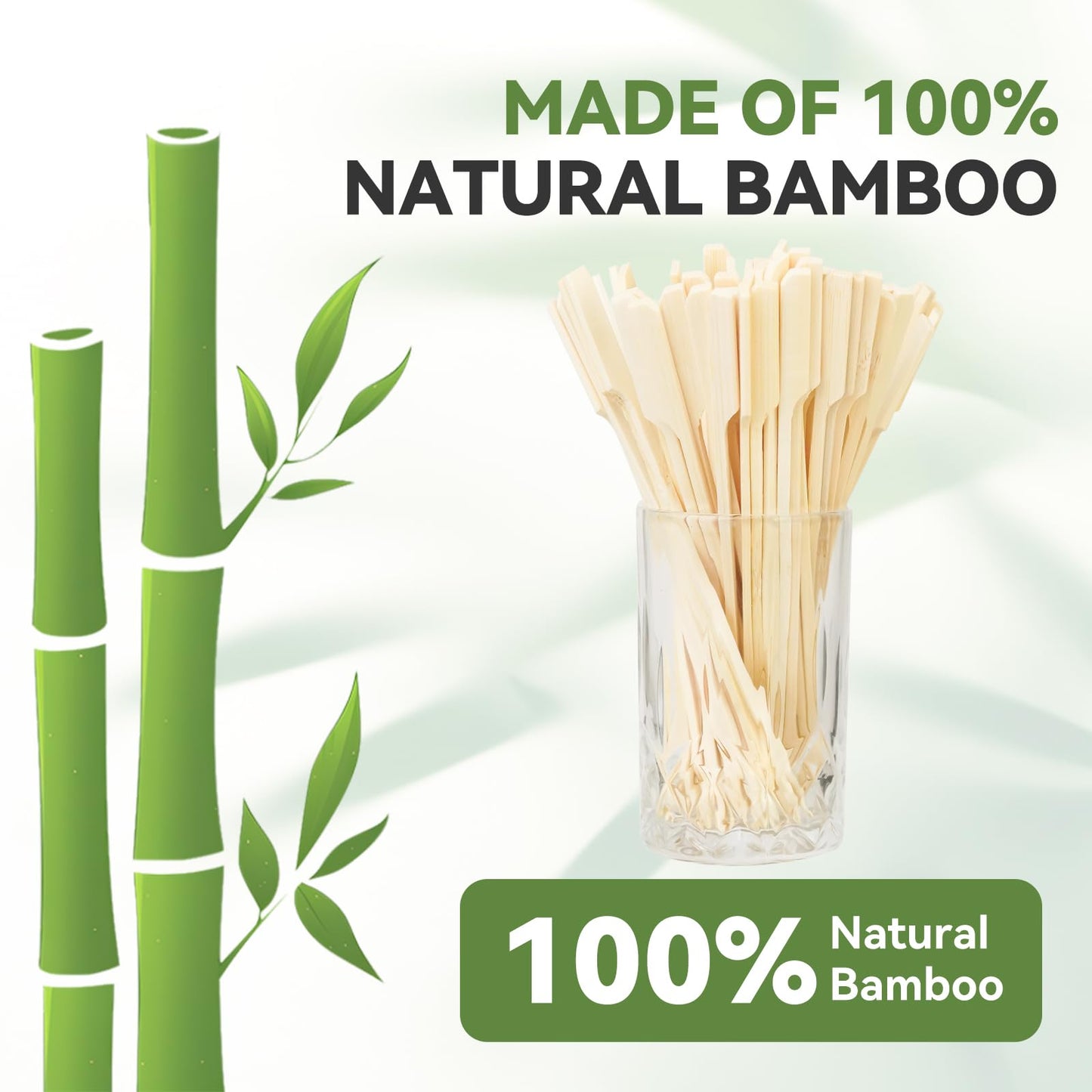 100PCS Cocktail Picks, Fancy Picks for Appetizers, Decorative Skewers for Appetizers Drinks Party Fruit, 6 Inch Long Wooden Bamboo Paddle Food Sticks Charcuterie Boards Accessories