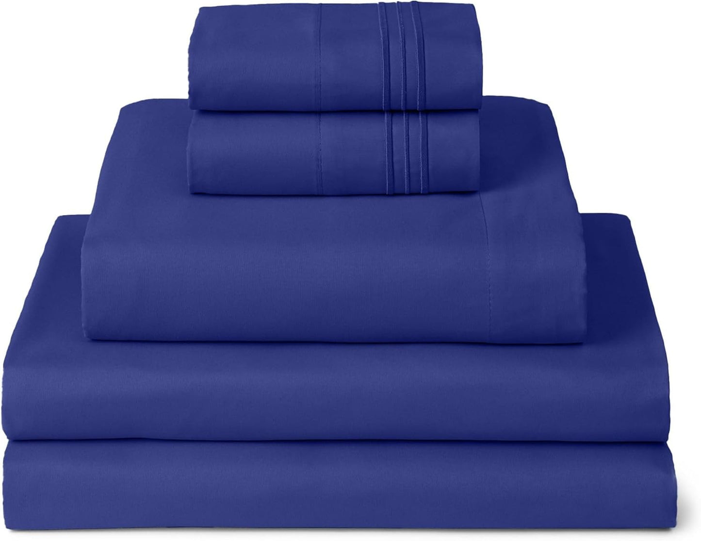 Mellanni Split King Sheets Set - 5 PC Hotel Luxury Bedding | Extra Soft, Cooling, Wrinkle-Resistant (Royal Blue)