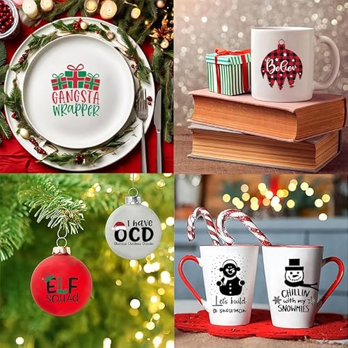 39 Pieces Christmas Words Vinyl Stickers for Crafts Scrapbooking Bottle Cup Waterproof Christmas Decals for Ornament Xmas Ball Window Stickers
