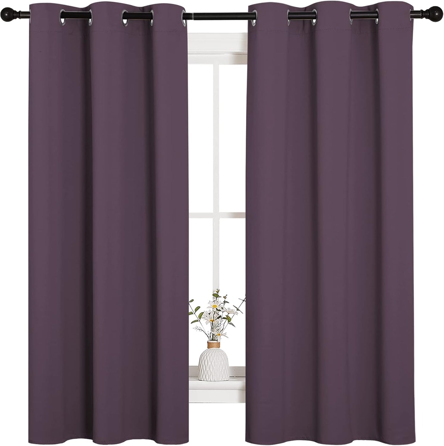 NICETOWN Blackout Curtains - Room Darkening Triple Weave Drapes for Bedroom/Dining Room | Set of 2, 42 x 63 Inch, Plum